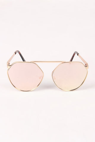 Geometric-Shape Mirrored Lens Sunglasses
