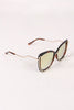 Wavy Arms Metallic Accent Mirrored Butterfly Sunglasses