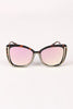 Wavy Arms Metallic Accent Mirrored Butterfly Sunglasses