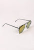 Geometric-Shape Mirrored Lens Double Brow Wire Frame Sunglasses