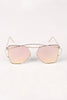 Geometric-Shape Mirrored Lens Double Brow Wire Frame Sunglasses
