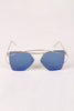 Geometric-Shape Mirrored Lens Double Brow Wire Frame Sunglasses