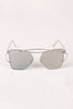 Geometric-Shape Mirrored Lens Double Brow Wire Frame Sunglasses
