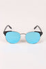 Round Mirrored Lens Cat Eye Clubmaster Sunglasses