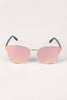 Round Mirrored Lens Cat Eye Clubmaster Sunglasses