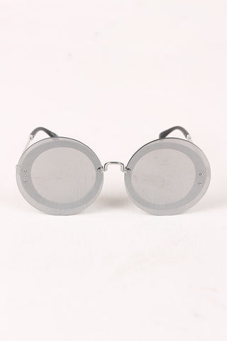 Rimless Round Mirrored Sunglasses