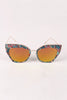 Printed Plastic And Metal Frame Mirrored Cat Eye Sunglasses