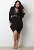 V-Neck Mock Choker Contrast Striped Tulip Dress