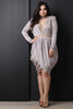 V-Neck Mock Choker Contrast Striped Tulip Dress