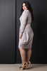 V-Neck Mock Choker Contrast Striped Tulip Dress