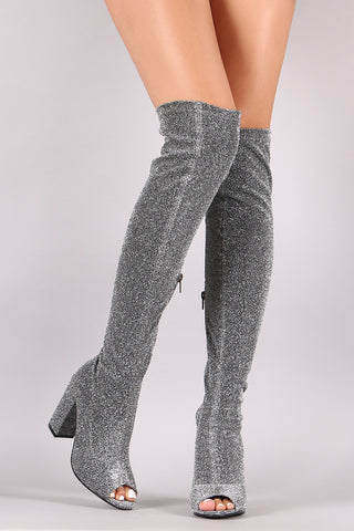 Slouchy Satin Pointy Toe Stiletto Over-The-Knee Boots