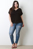 Smooth Deep-V Corset Lace-Up Top