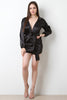 Satin Deep V Neck Waist-Tie Romper