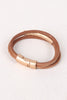 Three Banded Textured Curved Bar Bracelet