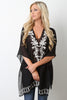 Semi-Sheer Floral Embroidery Poncho Top