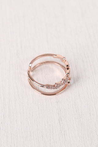 Open Ended Rhinestone Lightening Bolt Ring