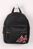 Vegan Leather Rose Embroidery Mini Backpack
