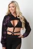 Bleached Cutout Hooded Crop Top