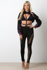 Bleached Cutout Hooded Crop Top