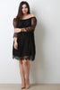 Semi-Sheer Lace Bardot Midi Dress