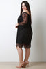 Semi-Sheer Lace Bardot Midi Dress
