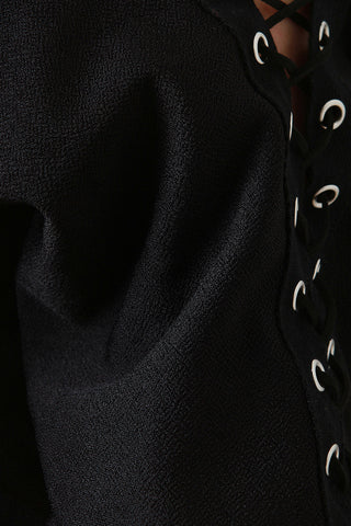 One-Shoulder Eyelet Trim Midi Dress