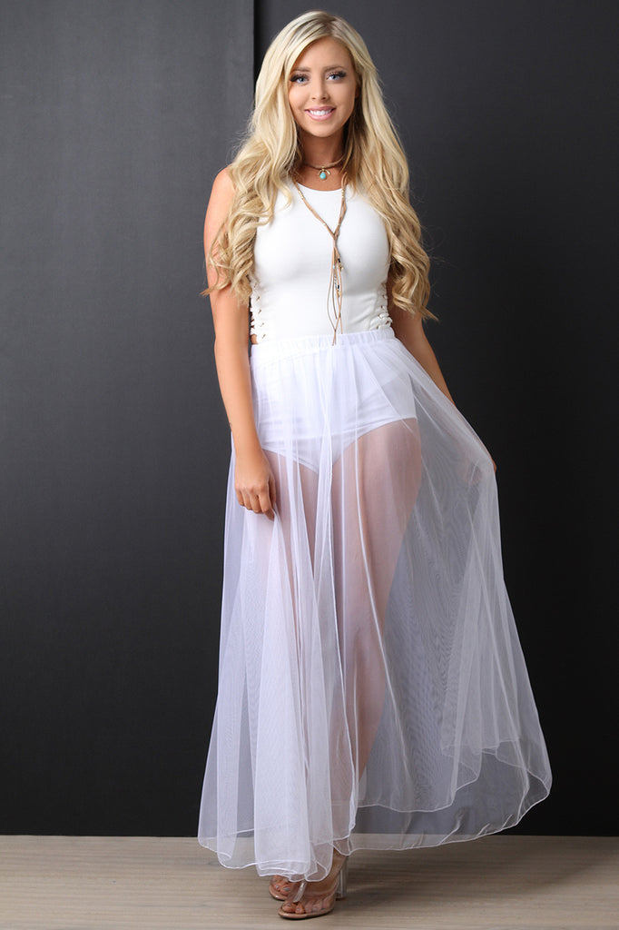 Round Neck Side Lace-Up Corset Bodysuit