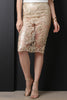 Baroque Sequin Lace Midi Pencil Skirt