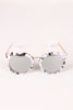 Oversized Metallic Accent Mirrored Sunglasses