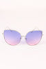 Translucent Lens Wire Framed Cat Eye Sunglasses