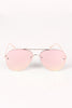 Double Bridge Mirrored Lens Aviator Sunglasses