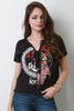 Graphic Print Lace-Up Boxy Top