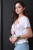 Graphic Print Lace-Up Boxy Top