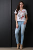 Graphic Print Lace-Up Boxy Top