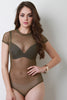Semi-Sheer Mesh Short Sleeve Bodysuit