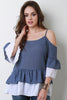 Cold Shoulder Tiered Ruffle Bell Sleeve Top