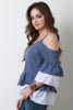 Cold Shoulder Tiered Ruffle Bell Sleeve Top