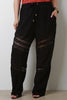 High Waist Lace Insert Wide Leg Pants